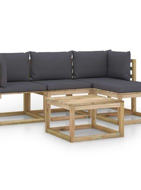 VidaXL 5-delige Loungeset met antracietkleurige kussens