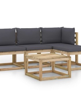 VidaXL 5-delige Loungeset met antracietkleurige kussens