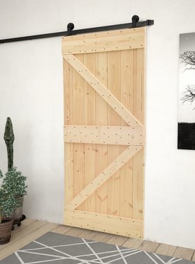 VidaXL Schuifdeur met beslag 100x210 cm massief grenenhout