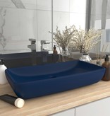VidaXL Wastafel rechthoekig 71x38 cm keramiek mat donkerblauw