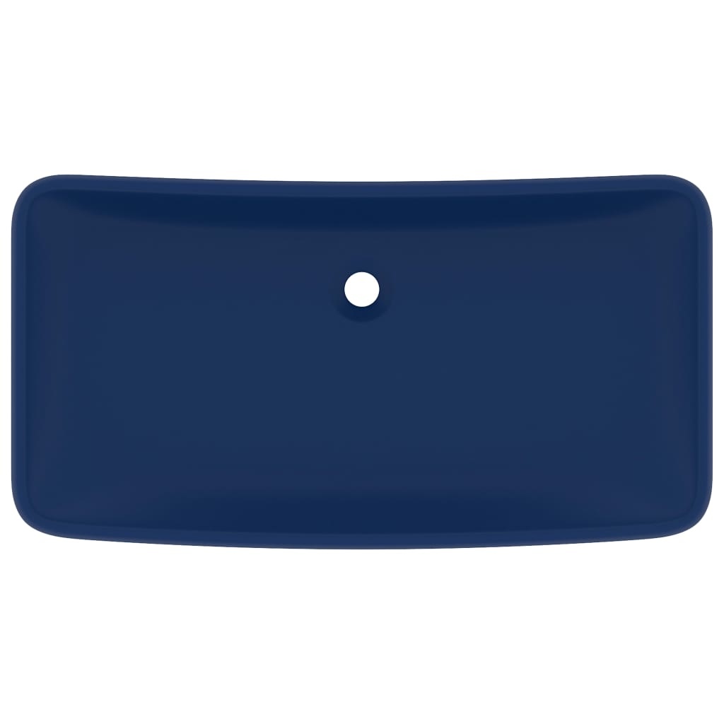 vidaXL Wastafel rechthoekig 71x38 cm keramiek mat donkerblauw