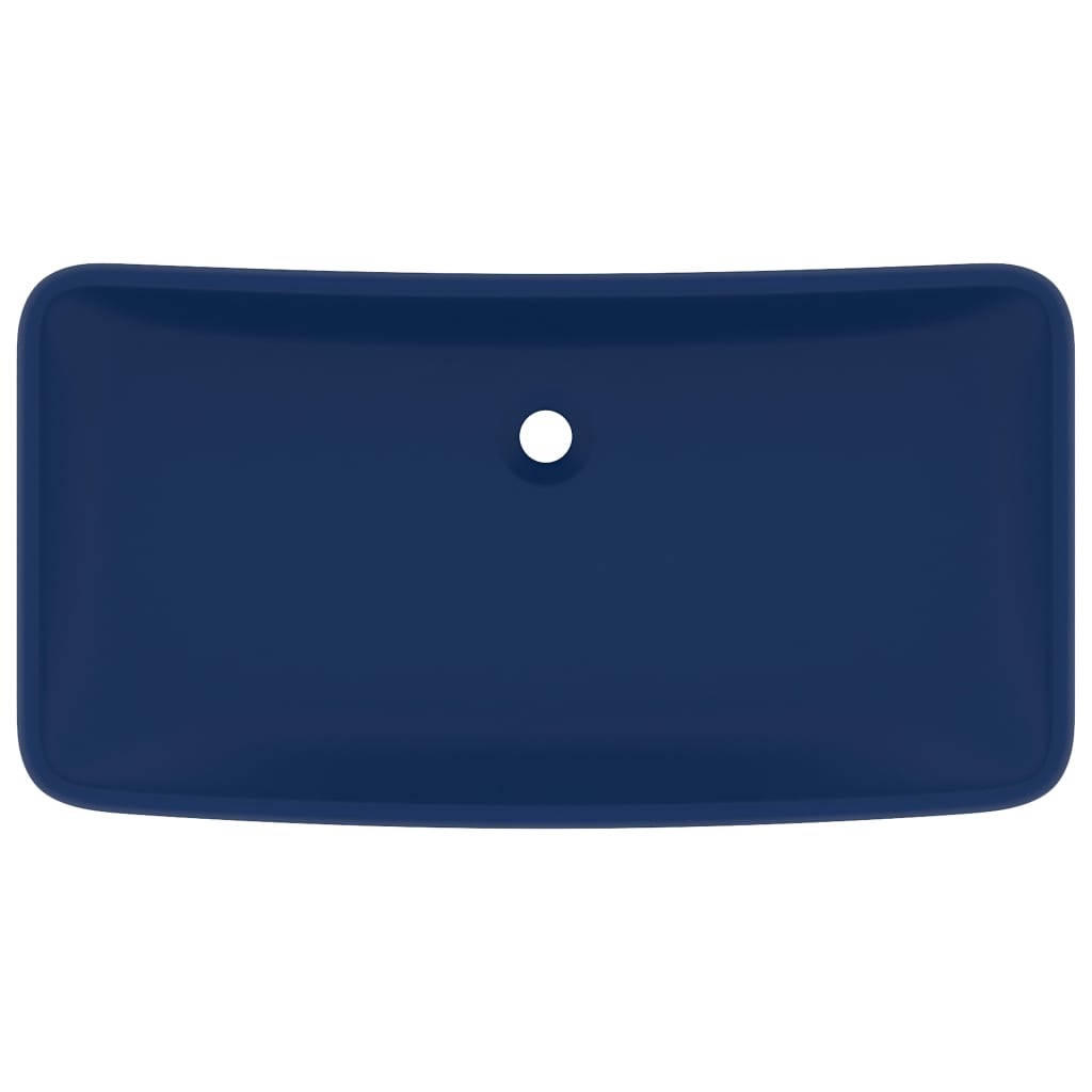 VidaXL Wastafel rechthoekig 71x38 cm keramiek mat donkerblauw