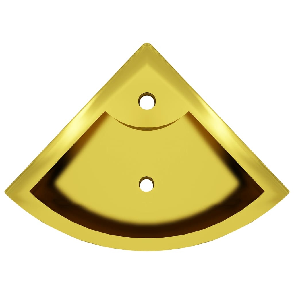 VidaXL Wastafel met overloop 45x32x12,5 cm keramiek goudkleurig