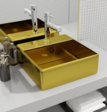 VidaXL Wastafel met overloop 41x41x15 cm keramiek goudkleurig