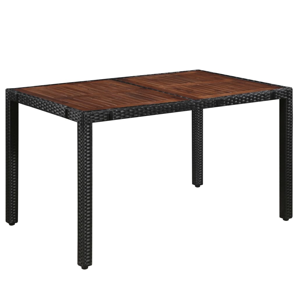 VidaXL 7-delige Tuinset poly rattan en acaciahout zwart