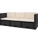 vidaXL 4-delige Loungeset met kussens poly rattan zwart