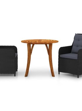 VidaXL 3-delige Tuinset zwart