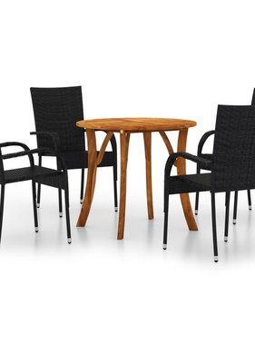 VidaXL 5-delige Tuinset zwart