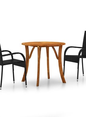 VidaXL 3-delige Tuinset zwart