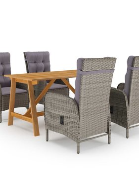 VidaXL 5-delige Tuinset grijs