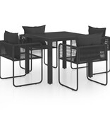 VidaXL 5-delige Tuinset PVC-rattan zwart