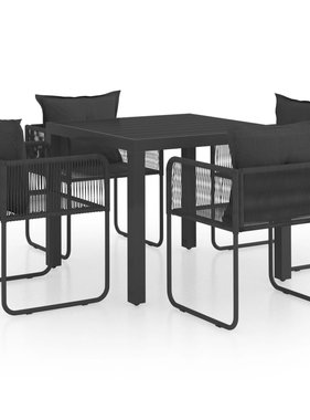 VidaXL 5-delige Tuinset PVC-rattan zwart