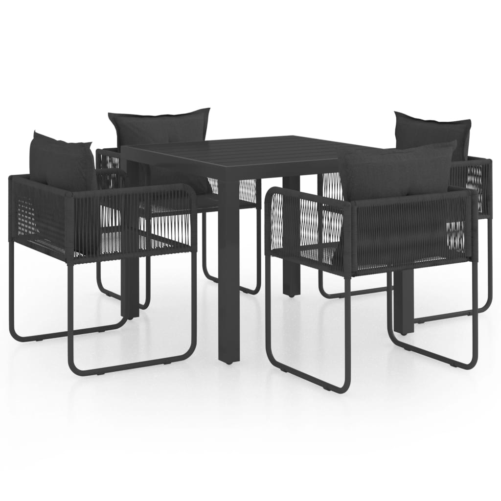 VidaXL 5-delige Tuinset PVC-rattan zwart