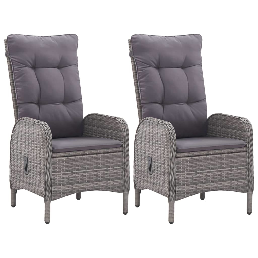 VidaXL 3-delige Bistroset poly rattan en acaciahout grijs