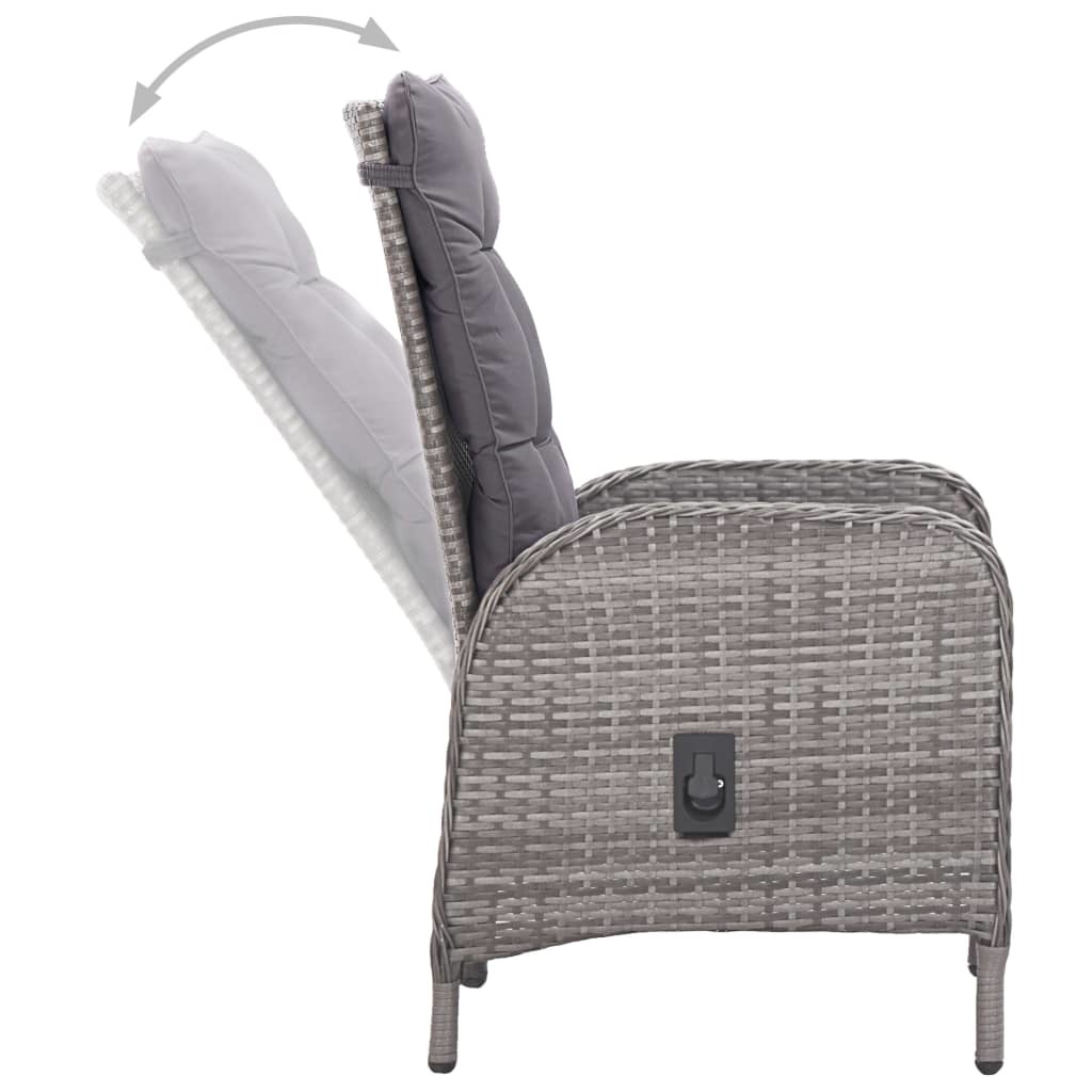 VidaXL 3-delige Bistroset poly rattan en acaciahout grijs