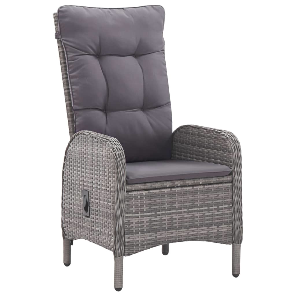 VidaXL 3-delige Bistroset poly rattan en glas grijs