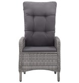 VidaXL 3-delige Bistroset poly rattan en glas grijs