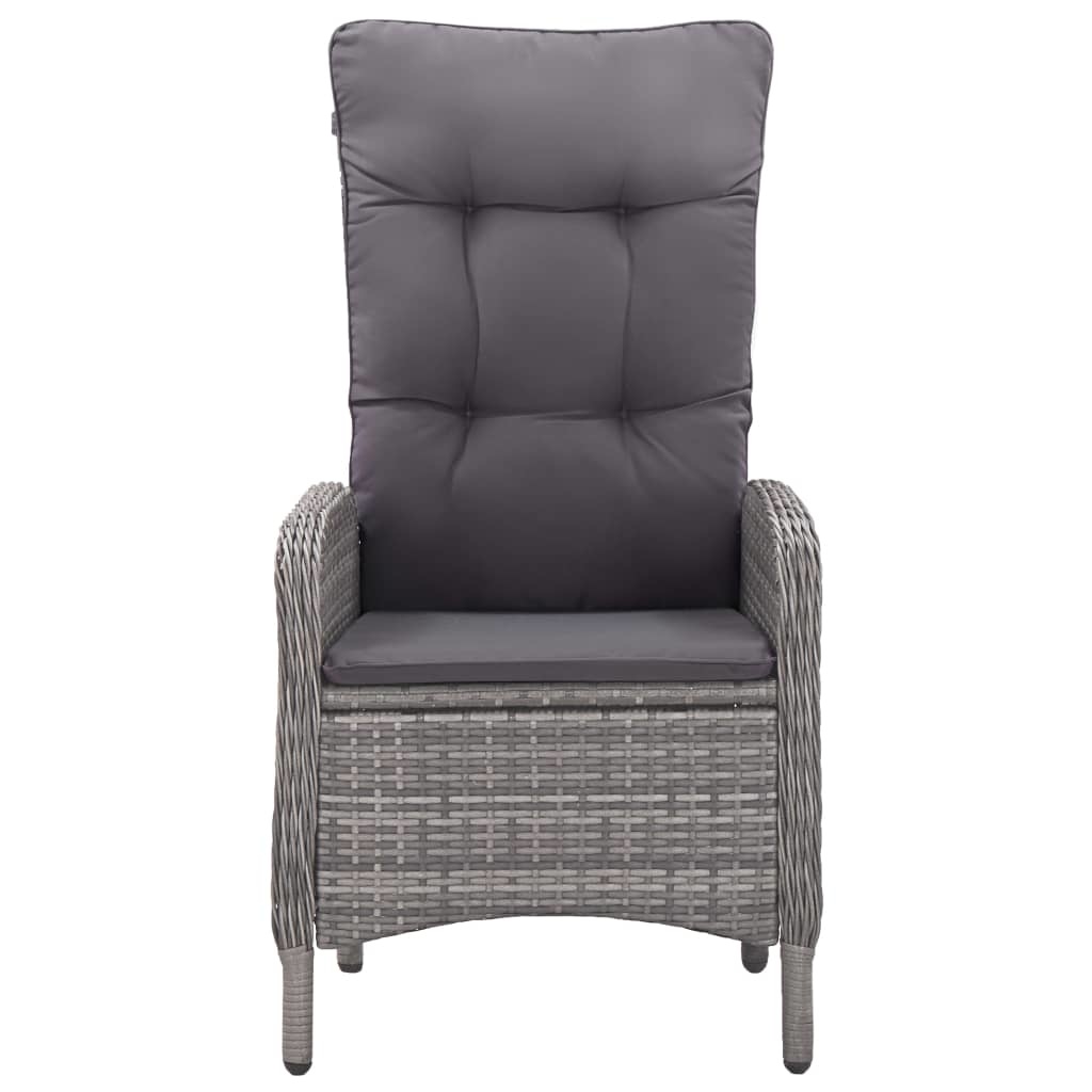 VidaXL 3-delige Bistroset poly rattan en glas grijs