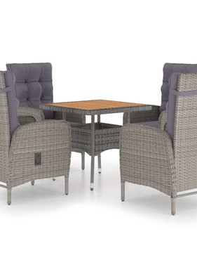 VidaXL 5-delige Tuinset poly rattan en acaciahout grijs