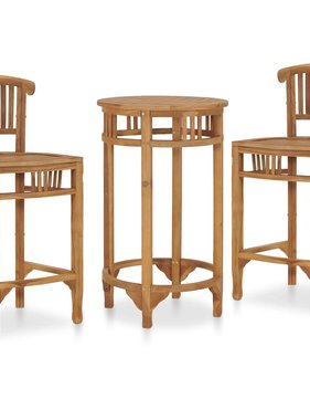 VidaXL 3-delige Tuinbarset massief teakhout