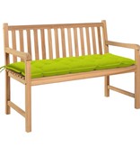 VidaXL Tuinbank met heldergroen kussen 120 cm massief teakhout
