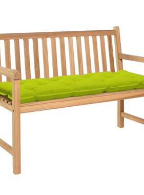 VidaXL Tuinbank met heldergroen kussen 120 cm massief teakhout