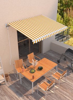 VidaXL Luifel automatisch uittrekbaar 300x250 cm geel en wit