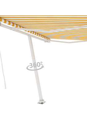 vidaXL Luifel vrijstaand handmatig uittrekbaar 300x250 cm geel en wit