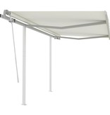 VidaXL Luifel handmatig uittrekbaar met palen 3x2,5 m crèmekleurig