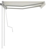 VidaXL Luifel handmatig uittrekbaar met palen 3x2,5 m crèmekleurig