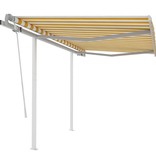 VidaXL Luifel handmatig uittrekbaar met palen 3x2,5 m geel en wit