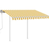 VidaXL Luifel handmatig uittrekbaar met palen 3x2,5 m geel en wit