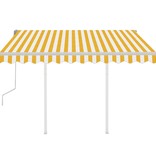 VidaXL Luifel handmatig uittrekbaar met palen 3x2,5 m geel en wit
