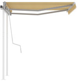 VidaXL Luifel handmatig uittrekbaar met palen 3x2,5 m geel en wit