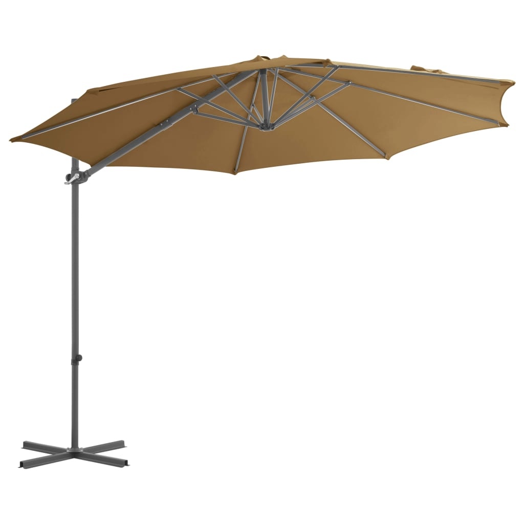 vidaXL Zweefparasol met stalen paal 300 cm taupe