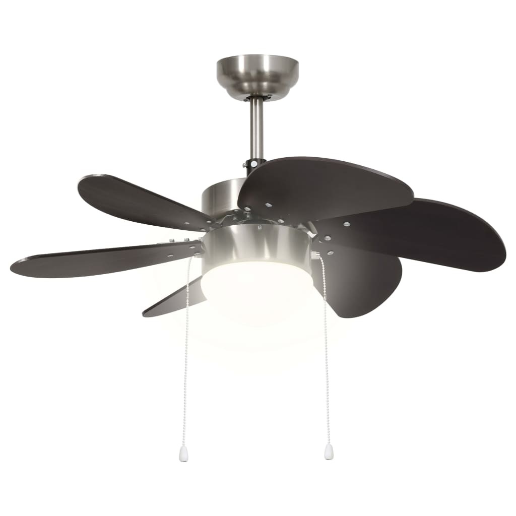 VidaXL Plafondventilator met lamp 76 cm donkerbruin