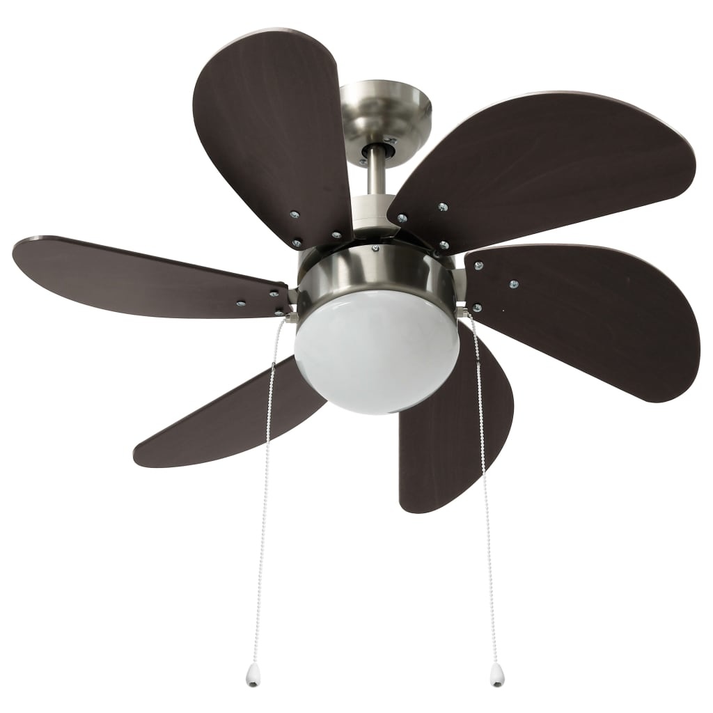 VidaXL Plafondventilator met lamp 76 cm donkerbruin