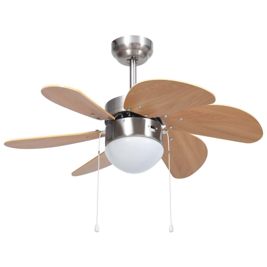 VidaXL Plafondventilator met lamp 76 cm lichtbruin