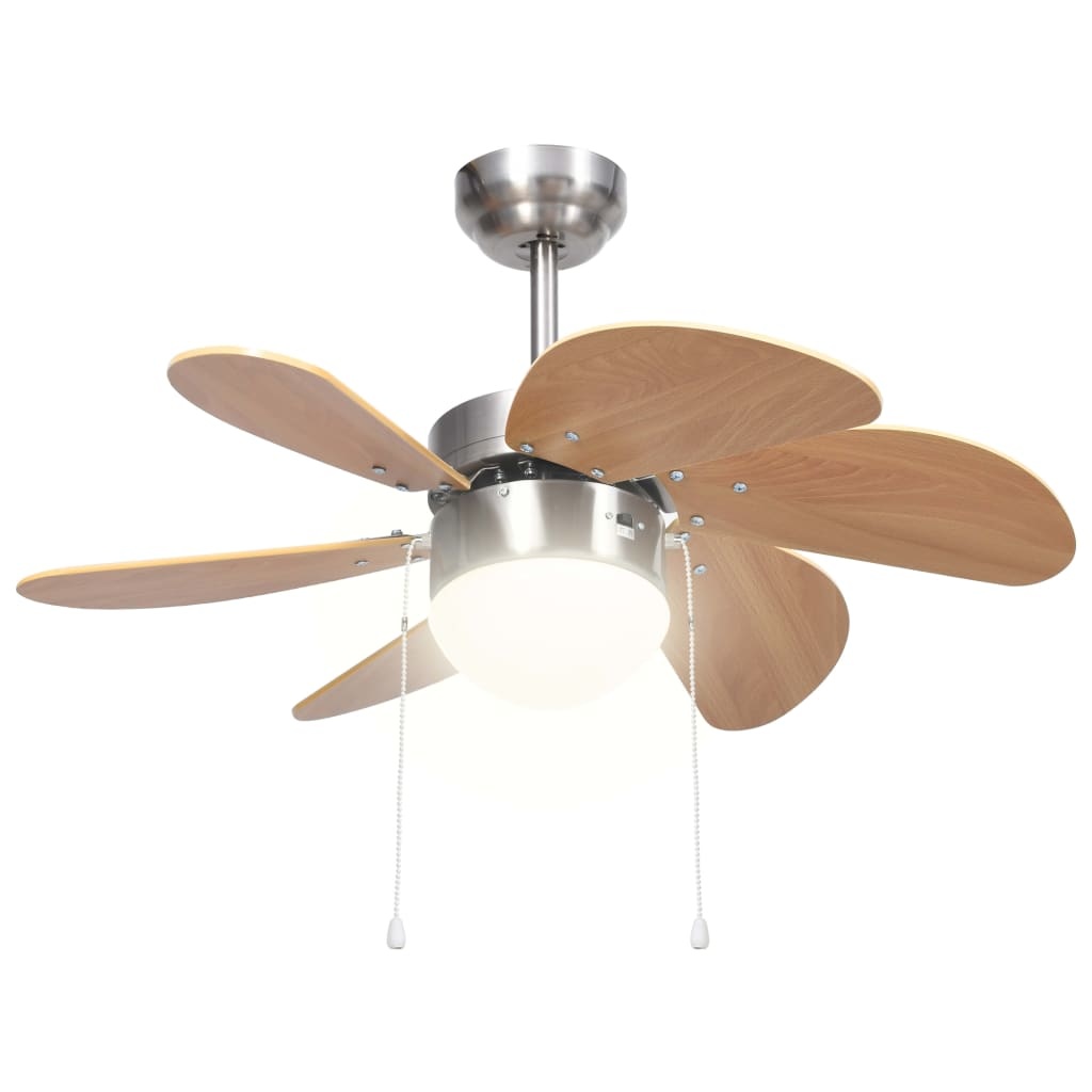 VidaXL Plafondventilator met lamp 76 cm lichtbruin