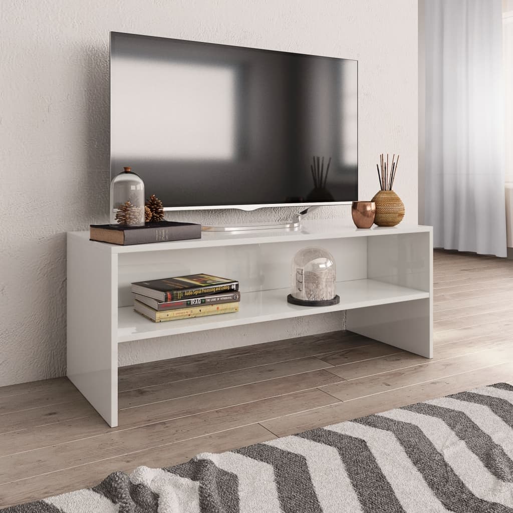 VidaXL Tv-meubel 100x40x40 cm bewerkt hout hoogglans wit