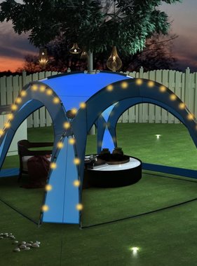VidaXL Partytent met LED en 4 zijwanden 3,6x3,6x2,3 m blauw