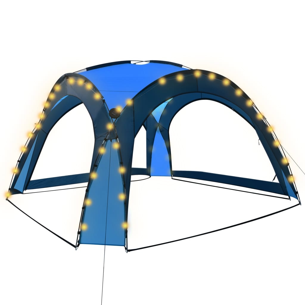 vidaXL Partytent met LED en 4 zijwanden 3,6x3,6x2,3 m blauw