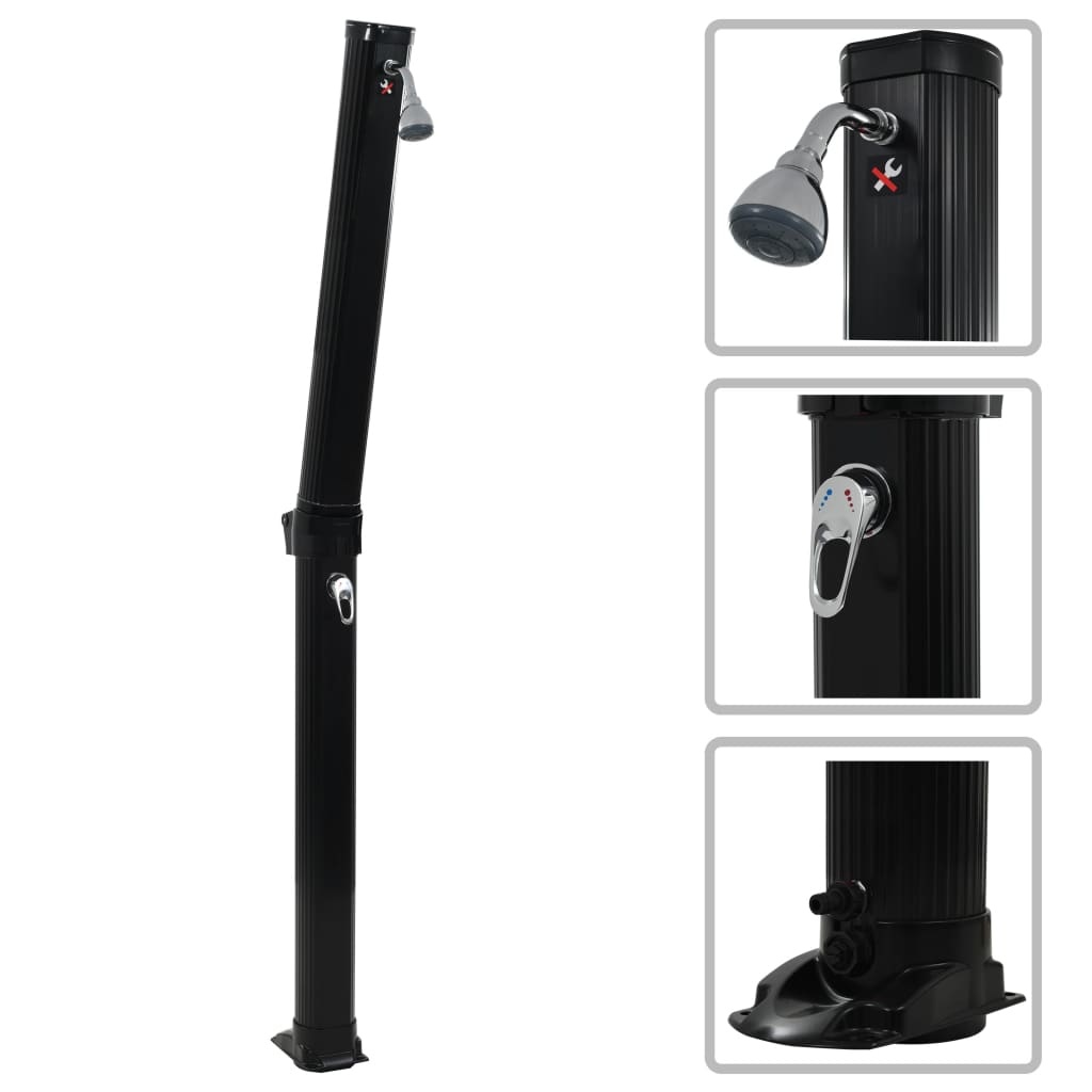 VidaXL Solar douche inklapbaar 23 L 214 cm zwart