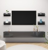 VidaXL Wandschappen 4 st 40x11,5x18 cm hoogglans grijs