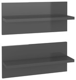 vidaXL Wandschappen 2 st 40x11,5x18 cm hoogglans grijs