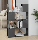 vidaXL Boekenkast/kamerscherm 80x24x124,5 cm hoogglans grijs