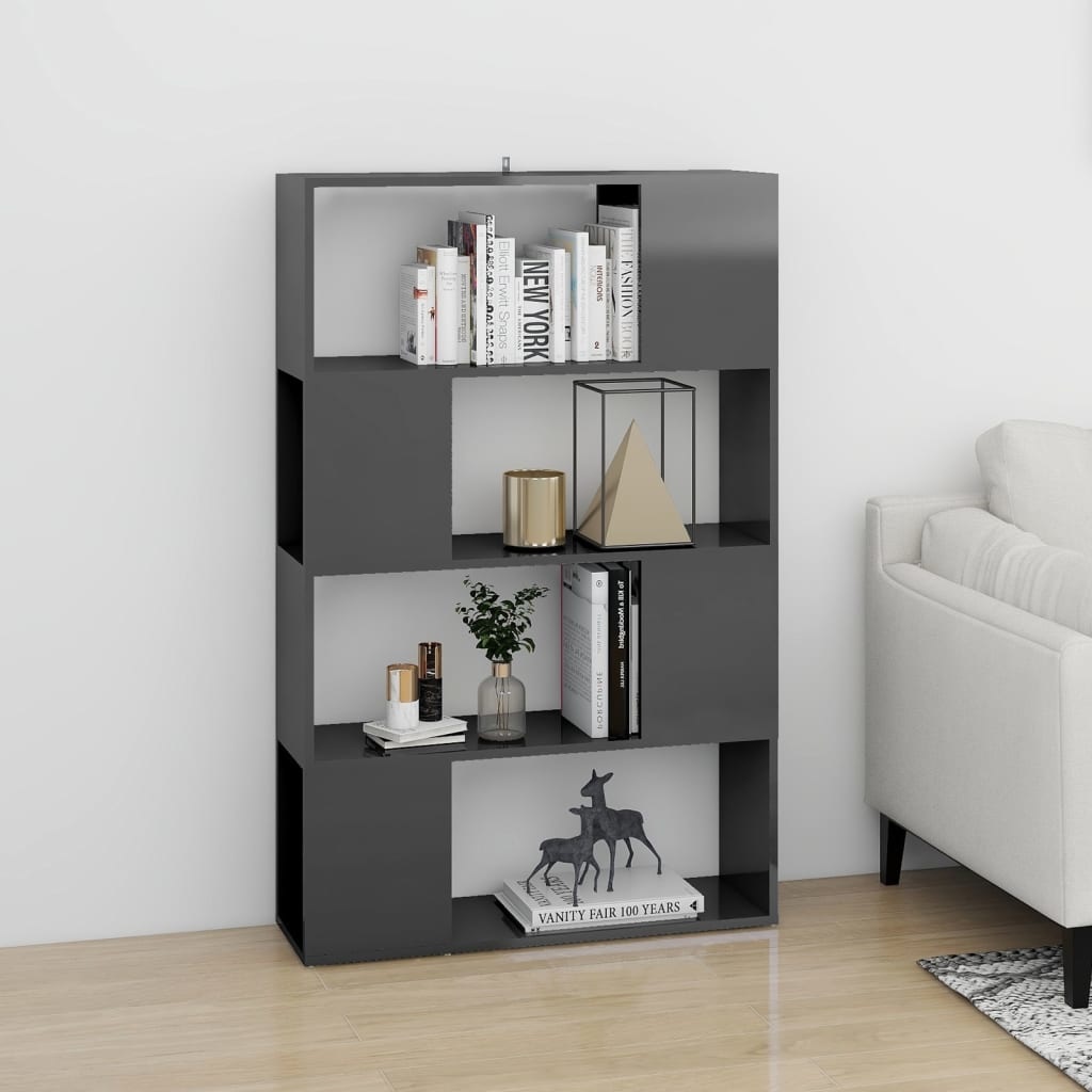 vidaXL Boekenkast/kamerscherm 80x24x124,5 cm hoogglans grijs