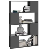 vidaXL Boekenkast/kamerscherm 80x24x124,5 cm hoogglans grijs