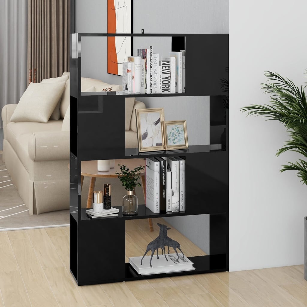 VidaXL Boekenkast/kamerscherm 80x24x124,5 cm hoogglans zwart