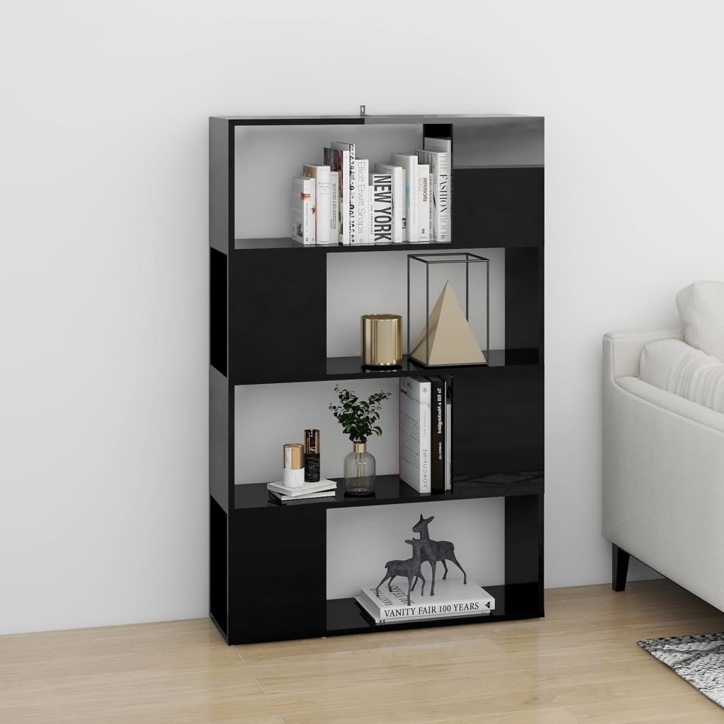 VidaXL Boekenkast/kamerscherm 80x24x124,5 cm hoogglans zwart